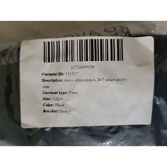NWOT Quince Mens Ultra Stretch 24/7 Smart Chino Pants Black 32X34 Solid Neutral - Picture 6 of 11